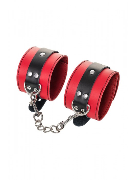 Красно-черные оковы на ноги из кожи - ToyFa - купить с доставкой в Ростове-на-Дону