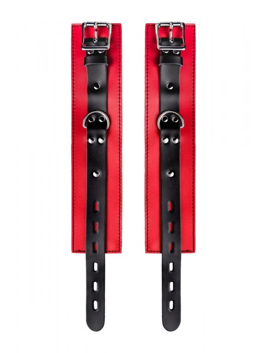 Красно-черные оковы на ноги из кожи - ToyFa - купить с доставкой в Ростове-на-Дону