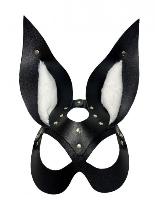Черная маска зайки с белым мехом на ушках Miss Bunny - БДСМ Арсенал - купить с доставкой в Ростове-на-Дону