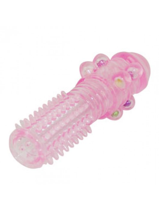 Рельефная розовая насадка с бусинами и шипами - 14 см. - Baile - в Ростове-на-Дону купить с доставкой
