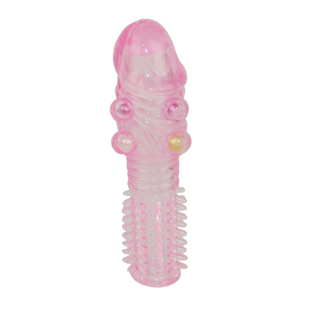 Рельефная розовая насадка с бусинами и шипами - 14 см. - Baile - в Ростове-на-Дону купить с доставкой