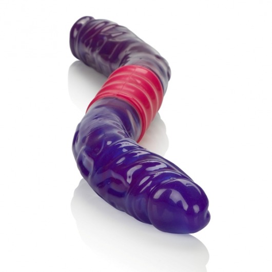 Фиолетовый двухсторонний гнущийся вибратор Dual Vibrating Flexi-Dong - 38 см. - California Exotic Novelties