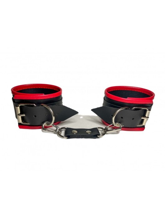 Черно-красные наручники из эко-кожи - БДСМ Арсенал - купить с доставкой в Ростове-на-Дону