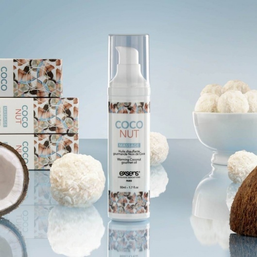 Разогревающее массажное масло с ароматом кокоса Gourmet Coconut - 50 мл. - Exsens - купить с доставкой в Ростове-на-Дону
