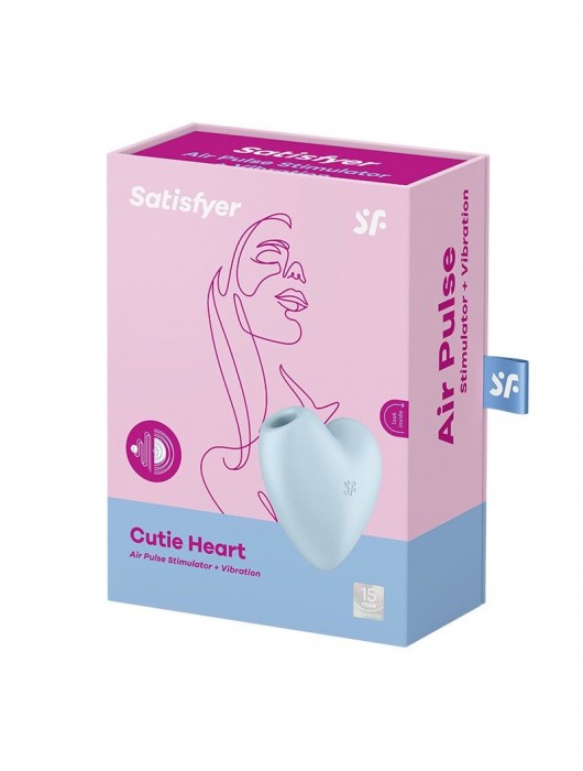 Голубой вибромассажер Cutie Heart с вакуум-волновой стимуляцией - Satisfyer