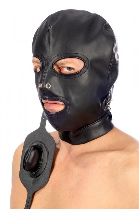 Маска-шлем с прорезями для глаз и регулируемым кляпом - Fetish Tentation - купить с доставкой в Ростове-на-Дону