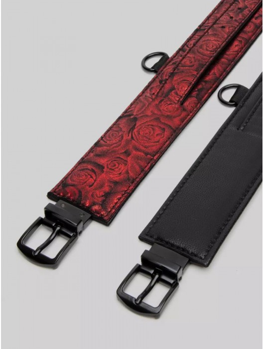 Красно-черные оковы Reversible Faux Leather Ankle Cuffs - Fifty Shades of Grey - купить с доставкой в Ростове-на-Дону