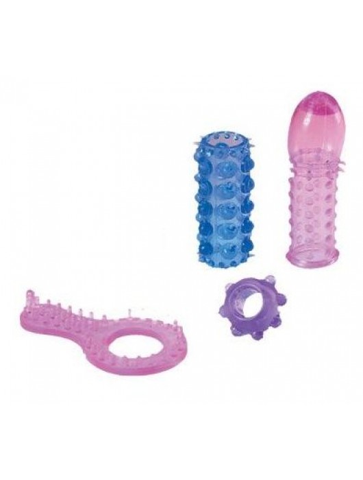 Набор из 4 разноцветных желейных насадок Super Pleasure Set - NMC - в Ростове-на-Дону купить с доставкой