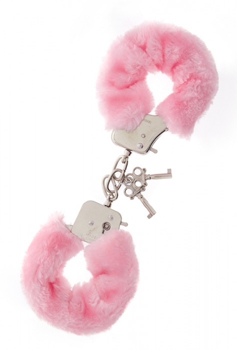 Металлические наручники с розовой меховой опушкой METAL HANDCUFF WITH PLUSH PINK - Dream Toys - купить с доставкой в Ростове-на-Дону