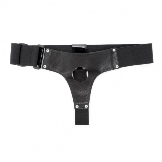 Чёрные лаковые трусики для страпона - БДСМ Арсенал - купить с доставкой в Ростове-на-Дону