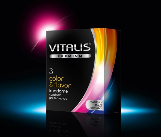Цветные ароматизированные презервативы VITALIS PREMIUM color   flavor - 3 шт. - Vitalis - купить с доставкой в Ростове-на-Дону