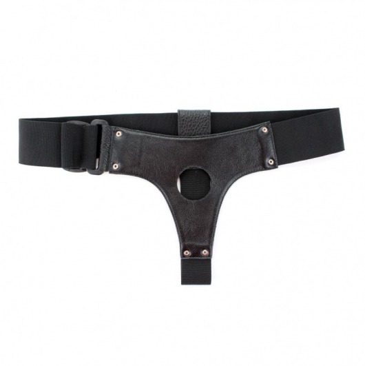 Чёрные трусики для страпона из натуральной кожи - БДСМ Арсенал - купить с доставкой в Ростове-на-Дону