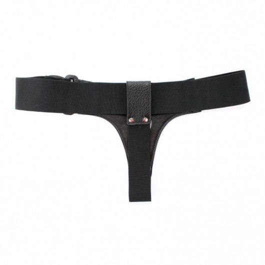 Чёрные трусики для страпона из натуральной кожи - БДСМ Арсенал - купить с доставкой в Ростове-на-Дону