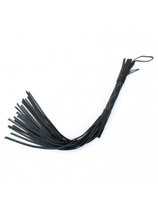 Аккуратная чёрная плетка  из натуральной кожи - БДСМ Арсенал - купить с доставкой в Ростове-на-Дону