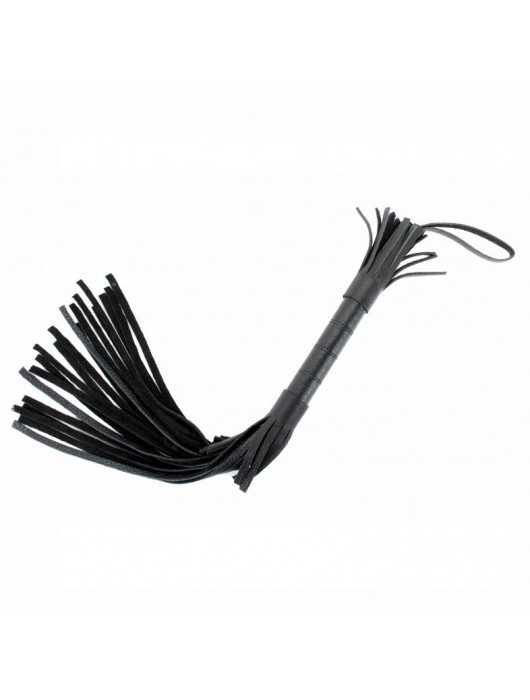 Короткая чёрная плетка из натуральной кожи - БДСМ Арсенал - купить с доставкой в Ростове-на-Дону