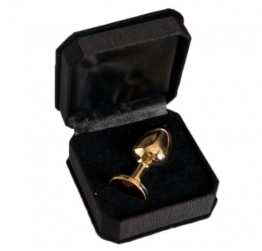 Малая золотистая анальная втулка с красным кристаллом - 6 см. - ToyFa - купить с доставкой в Ростове-на-Дону