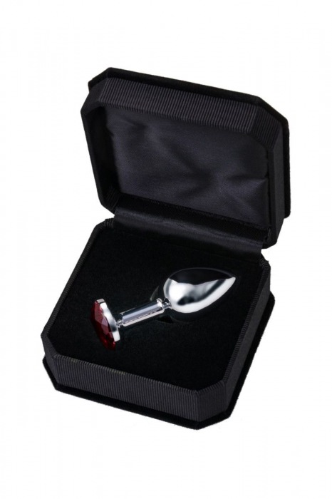 Малая серебристая анальная втулка с красным кристаллом - 6 см. - ToyFa - купить с доставкой в Ростове-на-Дону