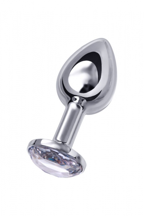 Малая серебристая анальная втулка с прозрачным кристаллом - 6 см. - ToyFa - купить с доставкой в Ростове-на-Дону