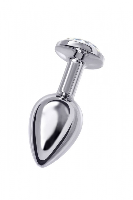 Малая серебристая анальная втулка с прозрачным кристаллом - 6 см. - ToyFa - купить с доставкой в Ростове-на-Дону