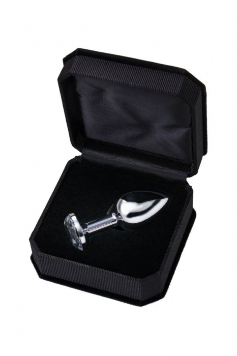 Малая серебристая анальная втулка с прозрачным кристаллом - 6 см. - ToyFa - купить с доставкой в Ростове-на-Дону