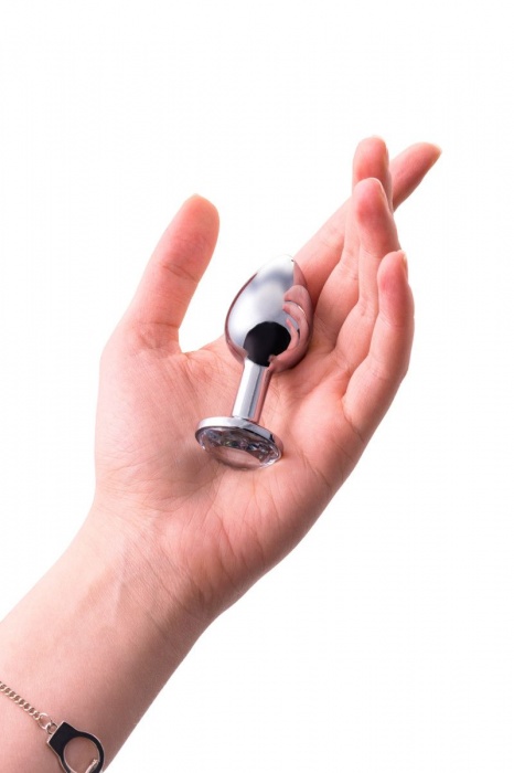 Малая серебристая анальная втулка с прозрачным кристаллом - 6 см. - ToyFa - купить с доставкой в Ростове-на-Дону