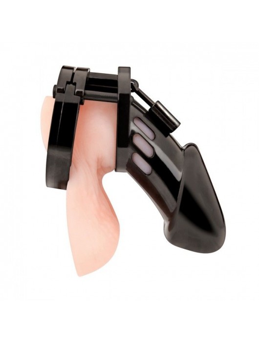 Черная акриловая клетка целомудрия для члена с замком - BlueLine - купить с доставкой в Ростове-на-Дону