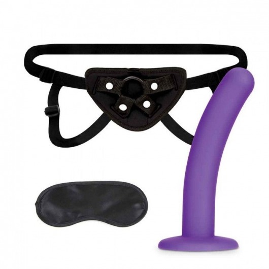 Фиолетовый поясной фаллоимитатор Strap on Harness   5in Dildo Set - 12,25 см. - Lux Fetish - купить с доставкой в Ростове-на-Дону