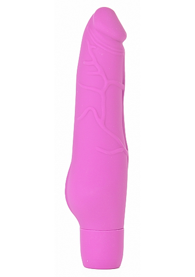 Розовый силиконовый фаллоимитатор с вибрацией - 25,2 см. - Shots Toys by Shots Media BV