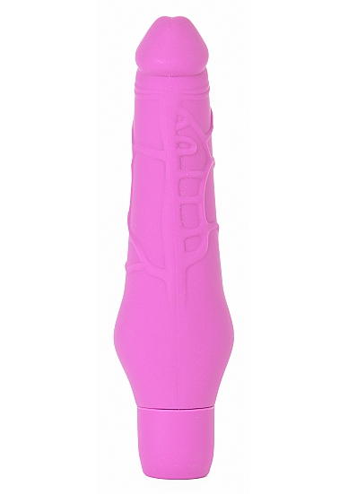 Розовый силиконовый фаллоимитатор с вибрацией - 25,2 см. - Shots Toys by Shots Media BV