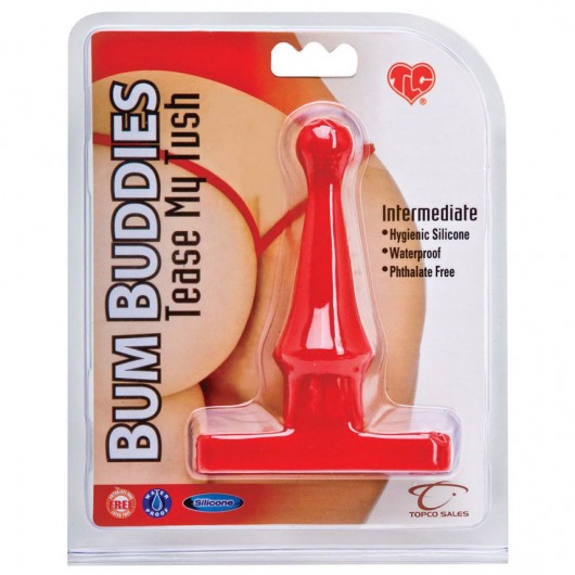 Красная анальная пробка Bum Buddies Tease My Tush, Intermediate Silicone Anal Plug - 12 см. - Topco Sales