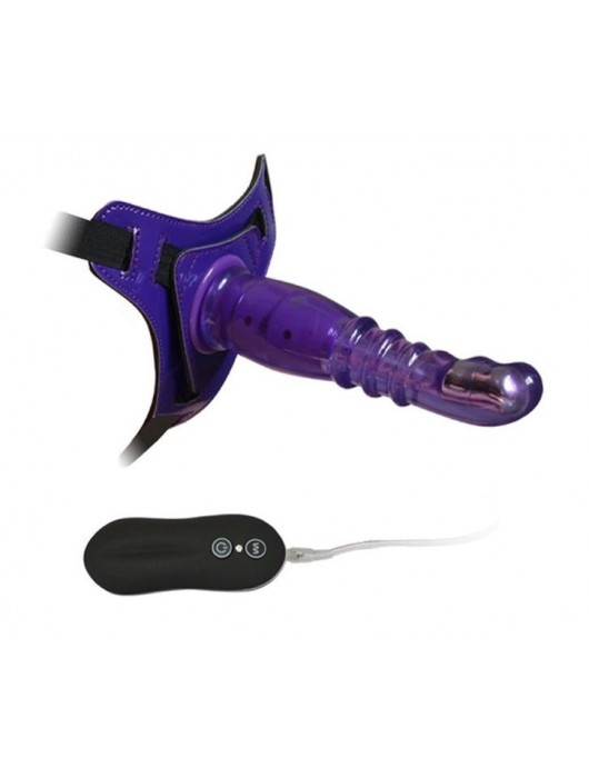 Фиолетовый страпон с вибрацией 10Mode Vibrations Harness-G spot Dong - 18 см. - Howells - купить с доставкой в Ростове-на-Дону