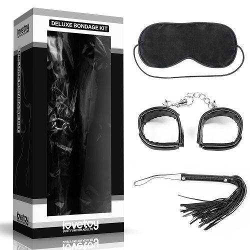БДСМ-набор Deluxe Bondage Kit для игр: маска, наручники, плётка - Lovetoy - купить с доставкой в Ростове-на-Дону