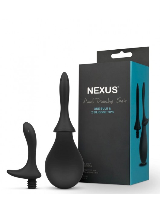 Черный анальный душ Nexus Anal Douche Set с 2 сменными насадками - Nexus Range - купить с доставкой в Ростове-на-Дону