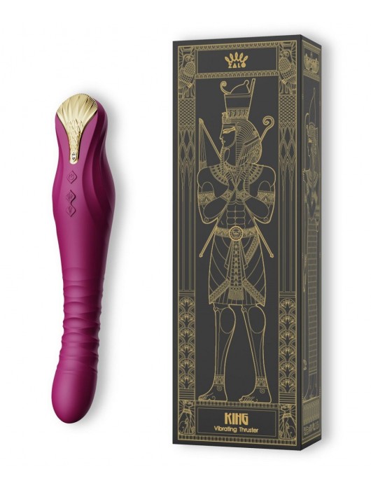 Фиолетовый вибратор King с функцией возвратно-поступательных движений - 30,2 см. - Zalo