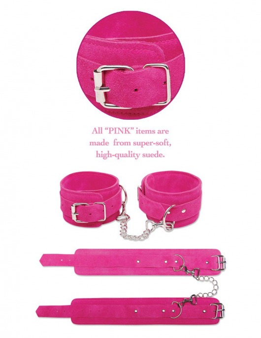 Розовые замшевые наручники PINK WRIST CUFFS - Pipedream - купить с доставкой в Ростове-на-Дону