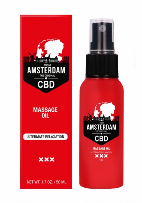 Стимулирующее массажное масло CBD from Amsterdam Massage Oil - 50 мл. - Shots Media BV - купить с доставкой в Ростове-на-Дону