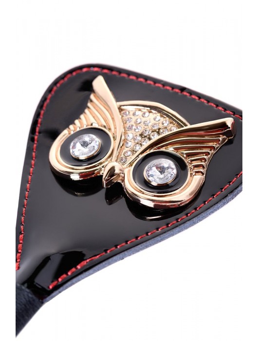 Чёрный стек с совой на кожаном наконечнике - 24 см. - ToyFa - купить с доставкой в Ростове-на-Дону