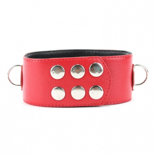 Красный кожаный ошейник с короткими шипами - БДСМ Арсенал - купить с доставкой в Ростове-на-Дону