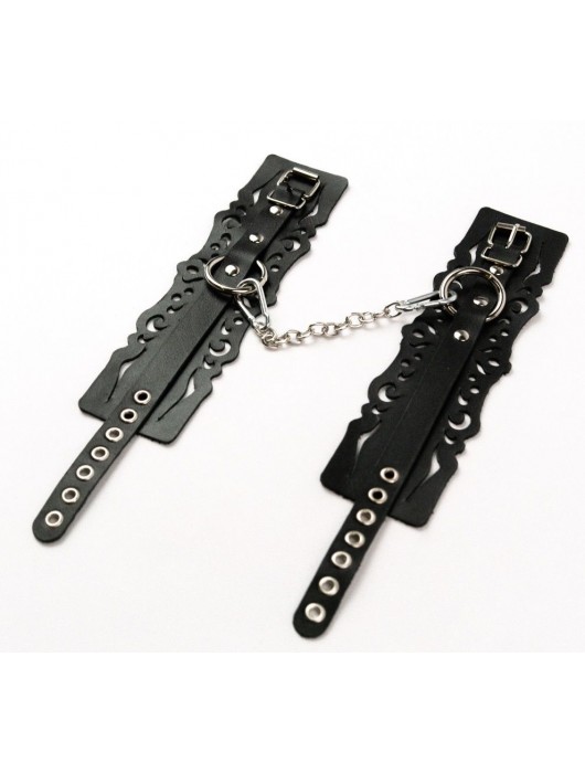 Узорчатые кожаные оковы с регулируемыми ремешками - Crazy Handmade - купить с доставкой в Ростове-на-Дону