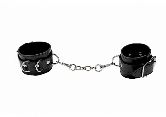 Черные кожаные наручники с заклепками - Shots Media BV - купить с доставкой в Ростове-на-Дону