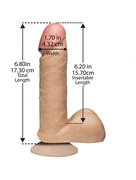 Фаллоимитатор на присоске The Realistic Cock 6” with Removable Vac-U-Lock Suction Cup - 17,3 см. - Doc Johnson