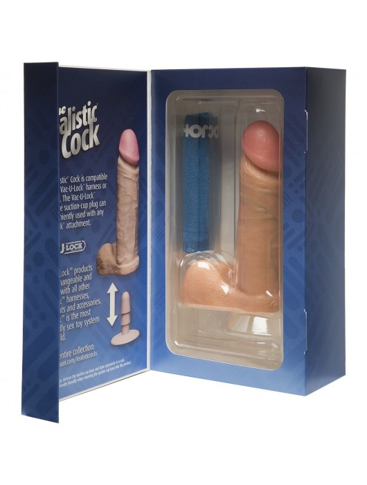 Фаллоимитатор на присоске The Realistic Cock 6” with Removable Vac-U-Lock Suction Cup - 17,3 см. - Doc Johnson