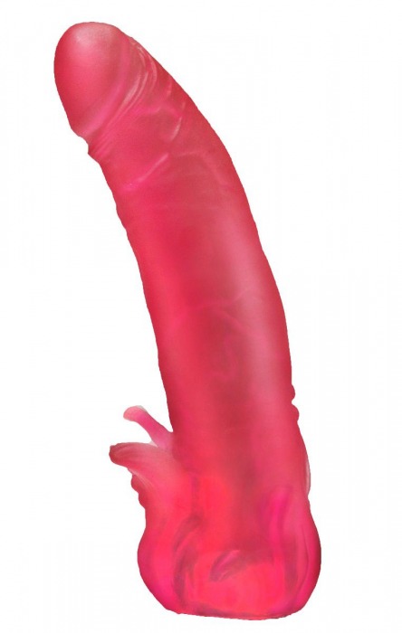 Розовая насадка для страпона с клиторальными лепестками - 18,5 см. - LOVETOY (А-Полимер) - купить с доставкой в Ростове-на-Дону