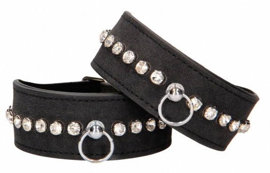 Черные поножи Diamond Studded Ankle Cuffs - Shots Media BV - купить с доставкой в Ростове-на-Дону