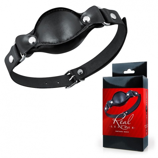 Черный кожаный кляп - Notabu - купить с доставкой в Ростове-на-Дону