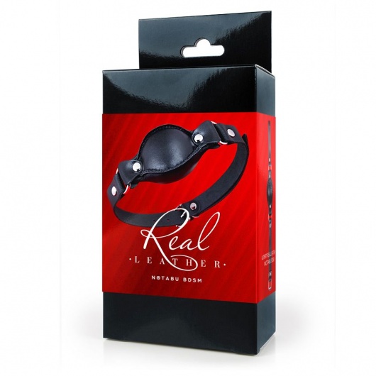 Черный кожаный кляп - Notabu - купить с доставкой в Ростове-на-Дону