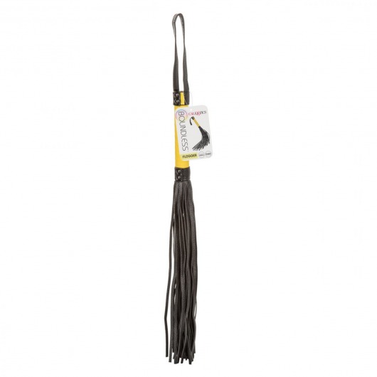 Черная плеть с желтой рукоятью Boundless Flogger - 69,25 см. - California Exotic Novelties - купить с доставкой в Ростове-на-Дону