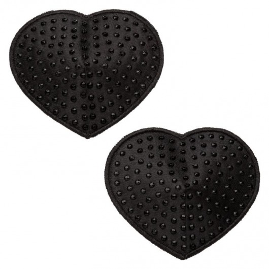 Черные пэстисы в форме сердечек Heart Pasties - California Exotic Novelties - купить с доставкой в Ростове-на-Дону