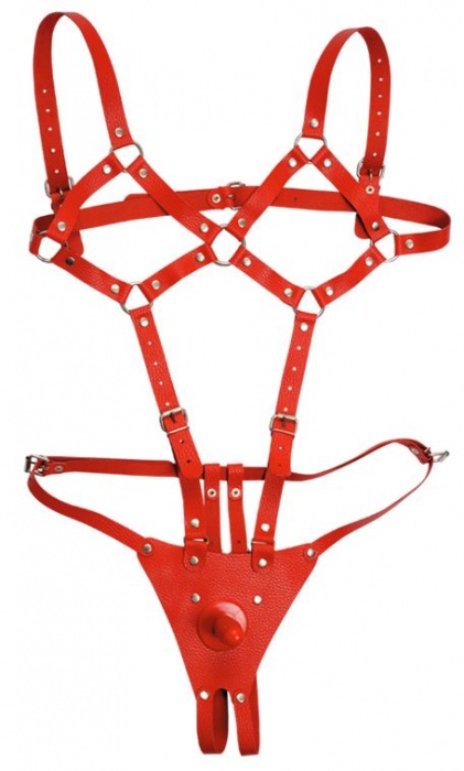 Красная кожаная сбруя  Боди харнес - Sitabella - купить с доставкой в Ростове-на-Дону