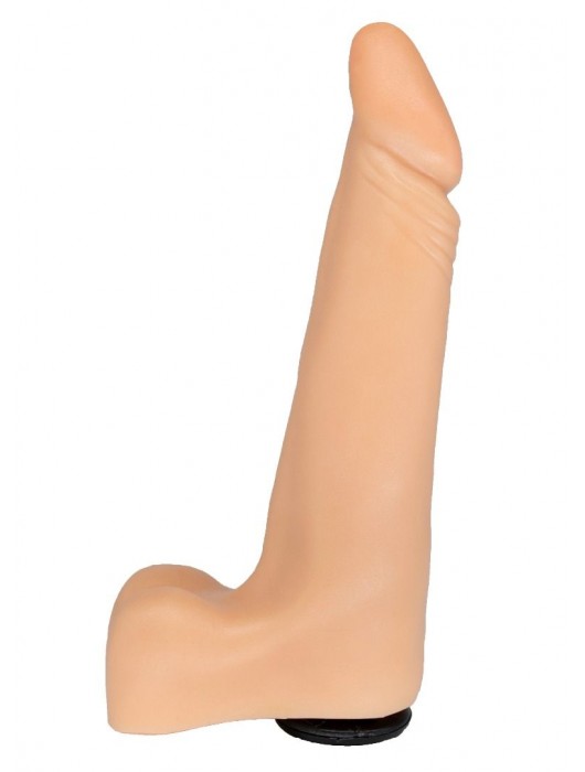 Фаллоимитатор с мошонкой и отверстием для крепления на плуг Харнесс - 17,8 см. - LOVETOY (А-Полимер) - купить с доставкой в Ростове-на-Дону